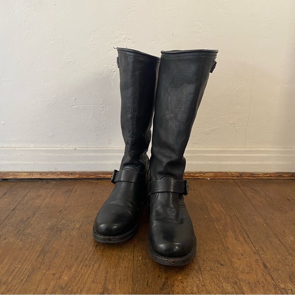 Frye Mid Calf Black Leather Boots - Picture 7 of 9